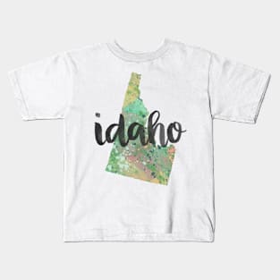 idaho - calligraphy and abstract state outline Kids T-Shirt